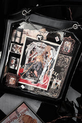 Black [Rose Thorns] Cut-Out Embroidered Chain-Decorated Gothic Lolita Itabag - Product - 5