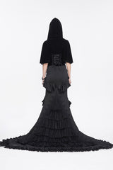 Black Stitching Lace Hooded Women's Gothic Cloak - Product - 5