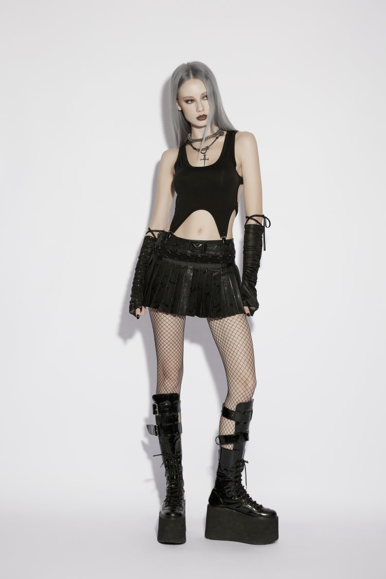Black Cut-Out Slim Irregular Women's Gothic Handsome Vest - Product - 2