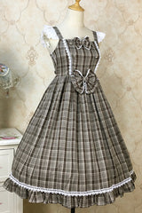 Plaid Print With Fake Collar High Waisted Sweet Lolita JSK Dress - Product - 7