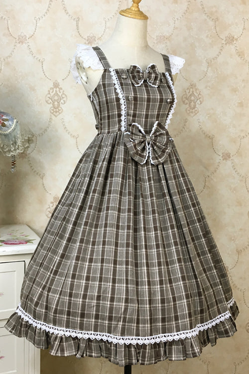 Plaid Print With Fake Collar High Waisted Sweet Lolita JSK Dress - Product - 7