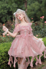 Pink Galaxy Prayer Corset Fishbone Ribbon Sweet Lolita Jsk Dress - Product - 4