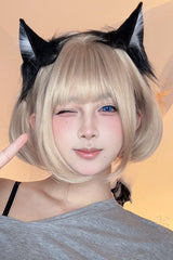 Milk Tea Gold Long Straight Twin Pigtails Sweet Lolita Wig Set - Product - 4