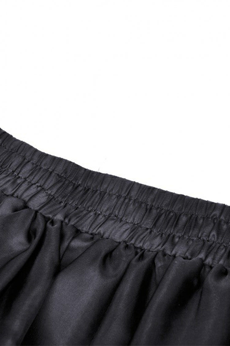 Black Women's Gothic Lolita Bowknot Multi-Layered Lace Trim Mini Skirt - Product - 12