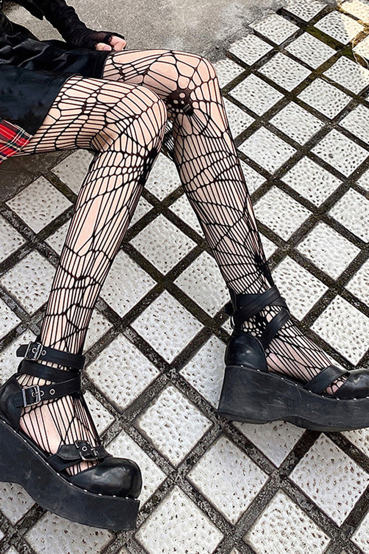 Black Skull Hollow Halloween Gothic Stockings - Product - 4