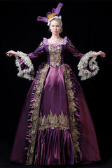 Multi-Layer Long Sleeves Trumpet Sleeves High Waisted Hollow Embroidery Print Victorian Lolita Prom Dress - Product - 3