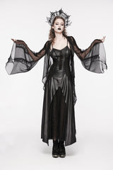 Black Off Shoulder Lace Lace-Up Slim Irregular Women's Gothic Jsk Wedding Dress - Black - 1