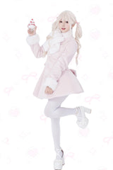 [First Love] Long Sleeves Faux Fox Fur Autumn Winter Wool Sweet Lolita Coat - Product - 11
