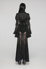 Black Gorgeous Adjustable Tightness Long Puff Sleeves Womens Gothic Blouse - Product - 5