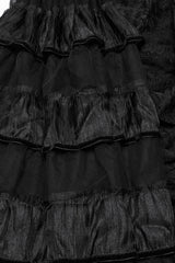 Black Off Shoulder Short Sleeves Multi-Layered Embroidery Women's Punk Dress - Product - 6