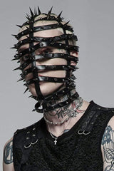 Black Cross Rivet Metal Cone Men's Steampunk Mask - Product - 2