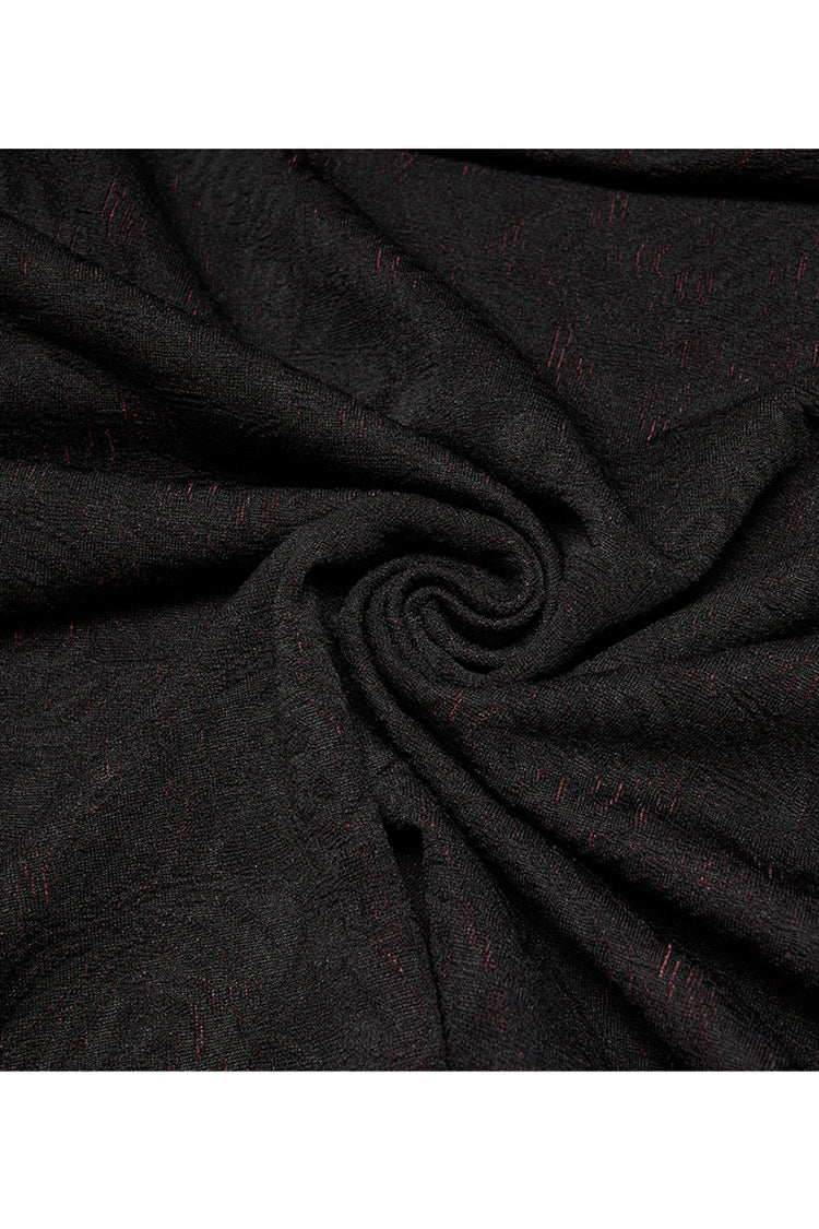 Black/Red Knitted Long Sleeves Big Hat Mystery Witch Rose Pattern Women's Gothic Coat - Product - 8