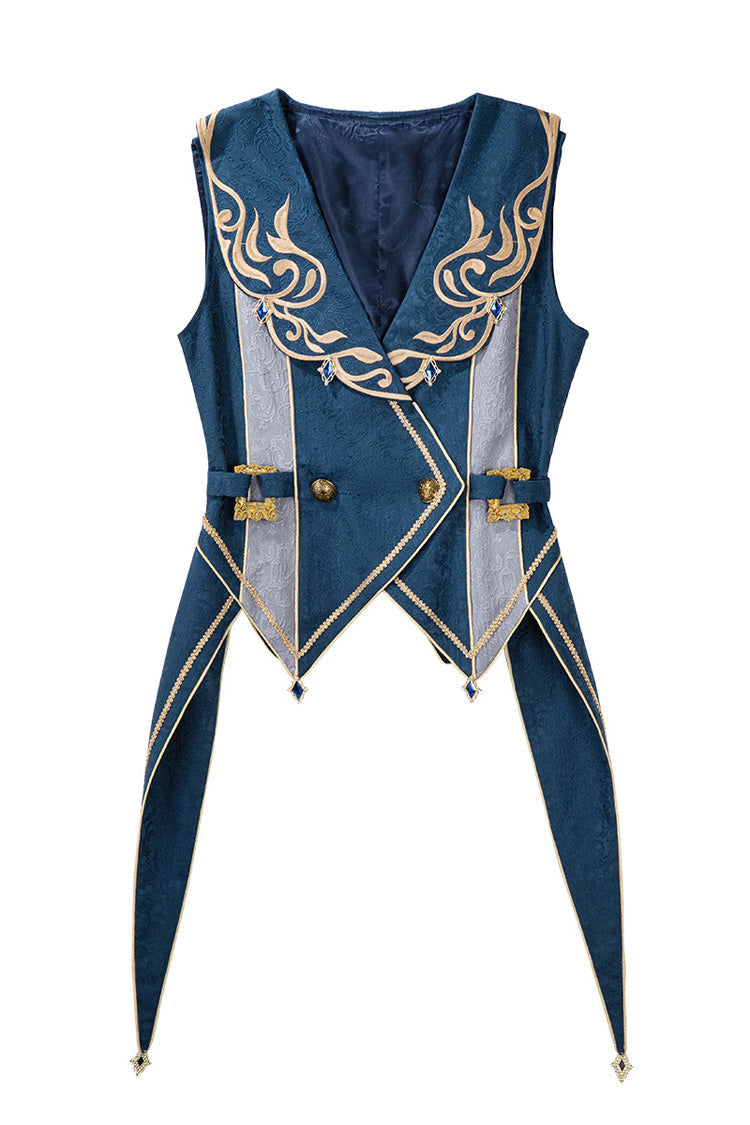 Blue [Contract Magic] Medieval Embroidery Classic Prince Handsome Ouji Lolita Coat - Product - 3