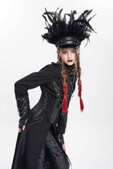 Black Women's Punk Cool Skull Plumed Chain Hat - Product - 10