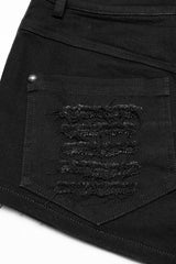 Black Stitching Mesh Distressed Women's Punk Shorts - Product - 7