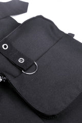 Black Pleated Big-pocket Chain-Decorated Women's Punk Mini Skirt with Belt - Product - 16