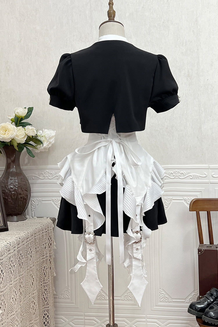 Black [Broken Gemstones] Ruffle Gothic Lolita Skirt - Product - 5