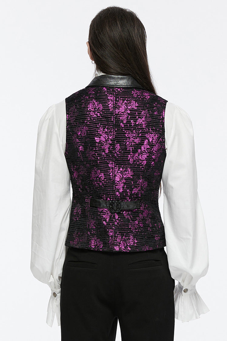 Violet V Collar Sleeveless Print Skull Buckle Men's Gothic Vest - Product - 3