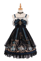 Black God's Salvation Square Collar Lace Ruffled Gothic Lolita JSK Dress - Product - 2