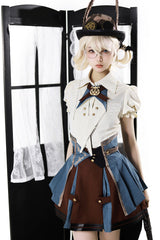 [Fairy Town Train Conductor] British Academy Short Sleeves Embroidery Punk Handsome Lolita Skirt Set - Product - 11