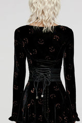Black Print Leather Hollow Stitching Mesh Women's Gothic Corset - Product - 3