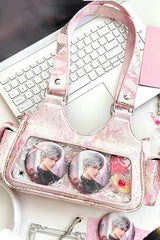 Y2K Bow Snake Print Sweet Lolita Hobo Crossbody & Shoulder Ita Bag 3 Colors - Pink - 1