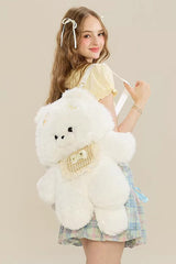 White Cute Samoyed Plush Toy Sweet Lolita Dog Backpack - Product - 2