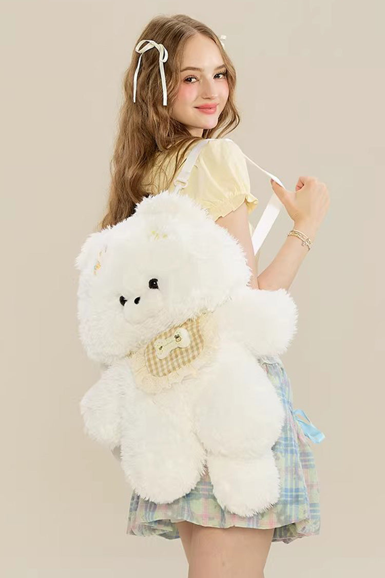 White Cute Samoyed Plush Toy Sweet Lolita Dog Backpack - Product - 2