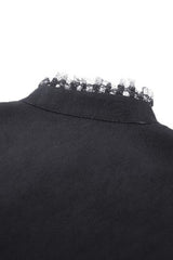 Black Lace Stand Collar Multi-Layered Ruffled Long Flared Sleeves Women's Gothic Blouse - Product - 17