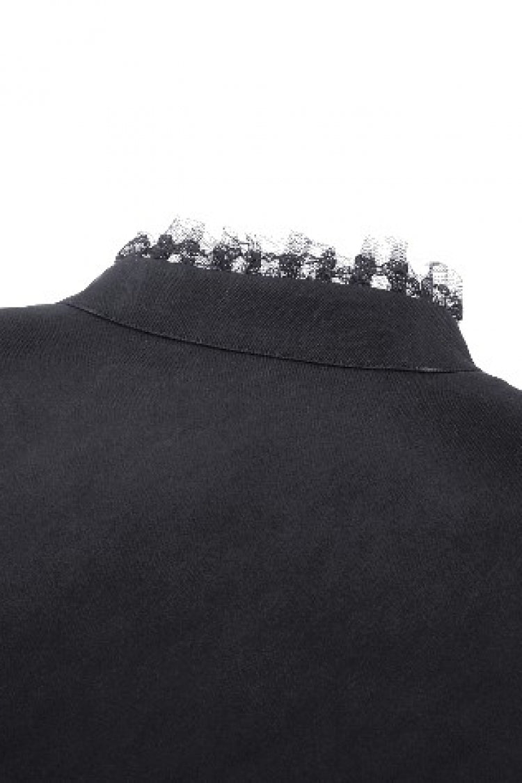 Black Lace Stand Collar Multi-Layered Ruffled Long Flared Sleeves Women's Gothic Blouse - Product - 17