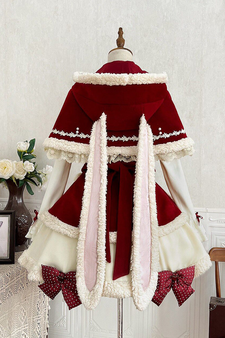 Red/Beige [Heart Bear] Embroidered Sweet Lolita Jsk Dress Set - Product - 4