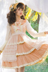 Round Collar Long Sleeve High Waist Multi-Layer Ruffled Sweet Lolita OP Dress - Product - 2