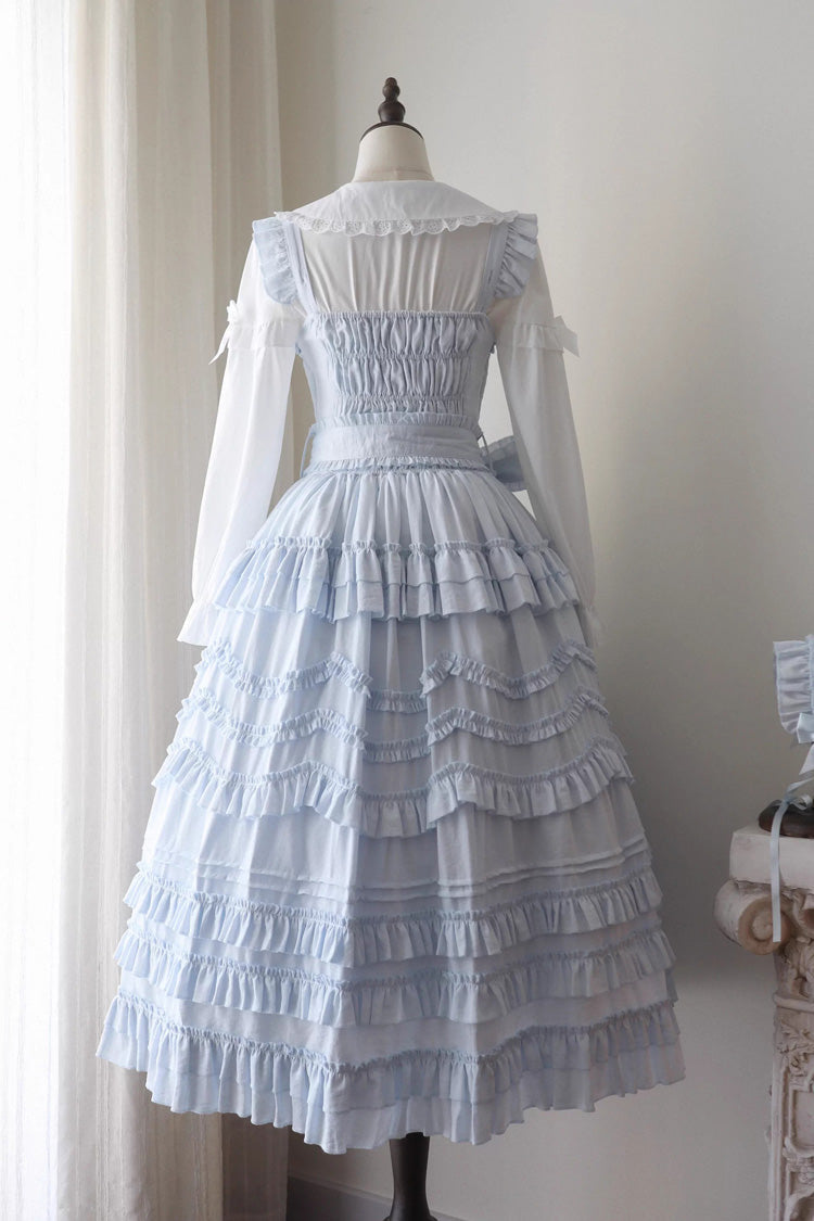 Blue [Heart In Love] Multi-Layered Ruffled Bow Sweet Lolita Jsk Dress - Product - 4
