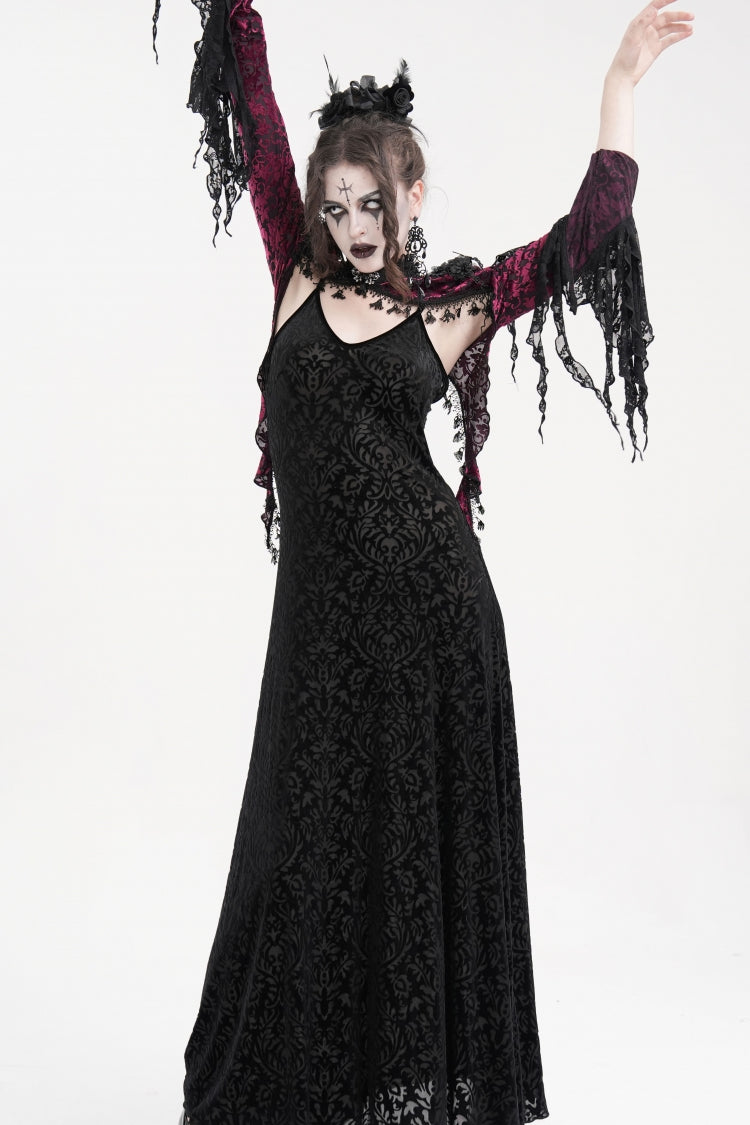 ブラック／パープル スタンドカラー 長袖 レース Tassels レディース ゴシック ケープ 商品画像