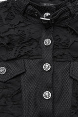 Black Stand Collar Sleeveless Ripped Buckle Women's Punk Short Vest - Product - 6