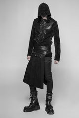 Black Ruffle Irregular Men's Classic Punk Vintage Kilt Skirt - Product - 4