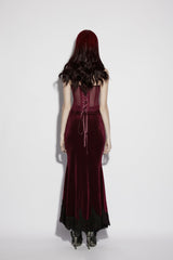 Red Embroidered Lace Lace-Up Slim Sheer Strappy Women's Gothic Corset - Product - 4
