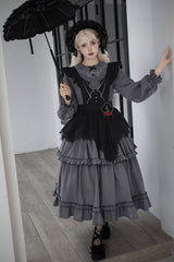 [Castle Night] Long Sleeves Ruffle Embroidery Gothic Lolita Dress 2 Colors - Product - 15