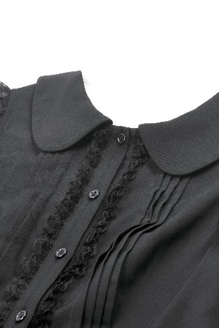 Black Peter Pan Collar Sleeveless Bowknot Pleated Women's Gothic Graduation Dress - Product - 13