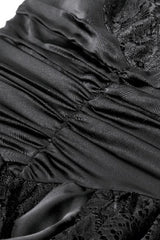 Black Sleeveless Multi-Layered Lace Ruched Women's Gothic Slip Maxi Dress Wedding Dress - Product - 15