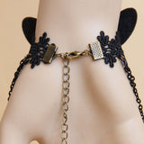 Black Lace Retro Female Gothic Lolita Bracelet Ring - Product - 3