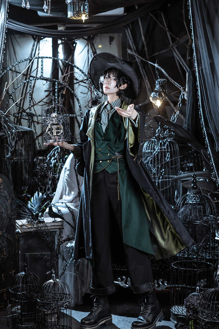 Green Rivet Long Sleeves Stripe Print Slim Ouji Prince Handsome Lolita Blouse - Product - 7