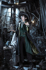 Green Rivet Long Sleeves Stripe Print Slim Ouji Prince Handsome Lolita Blouse - Product - 7