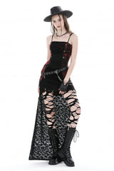 Black/Red Tie-dyed Lace-Up Irregular Ruched Women's Gothic Overbust Corset - Product - 6