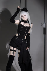 Black [Masquerade Phantom Thief] Cut-Out Gothic Ouji Lolita Shorts Set - Product - 9