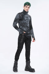 Black Multi Buckle Distressed  Print Men's Punk Pants - Product - 7