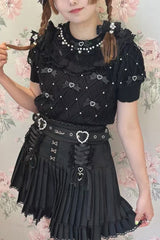Sweet Ruffle Lace Punk Jirai Kei Japanese Skirt 3 Colors - Product - 10