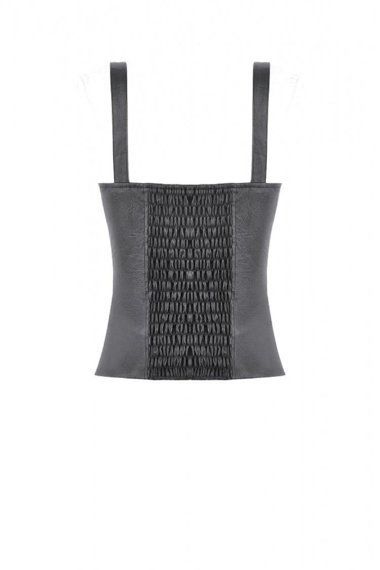 Black Jacquard Buckled Straps Zippered Women's Punk Vest - Product - 15