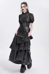 Black Multi-Layered Lace-Up Chain Women's Punk Skirt - Product - 7