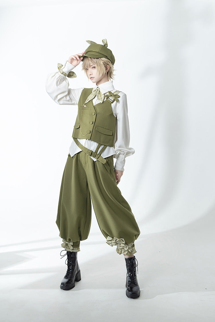 Matcha Green Cute and Handsome Secret Morning Post Series Ouji Lolita Vest - Product - 2